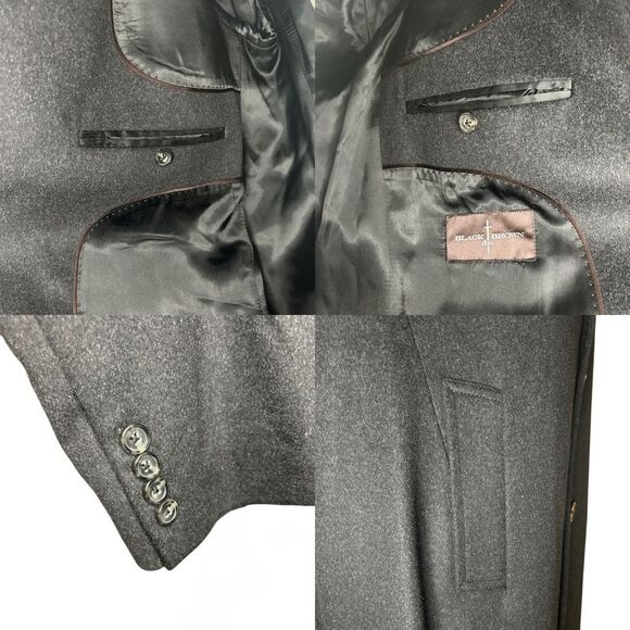 Black Brown 1826 Long Sleeve Gray Overcoat Size 42R Wool Cashmere Blend 3 Button - Picture 14 of 14